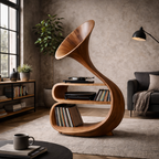 Gramophone Turntable Stand – Solid Wood LP Storage Cabinet