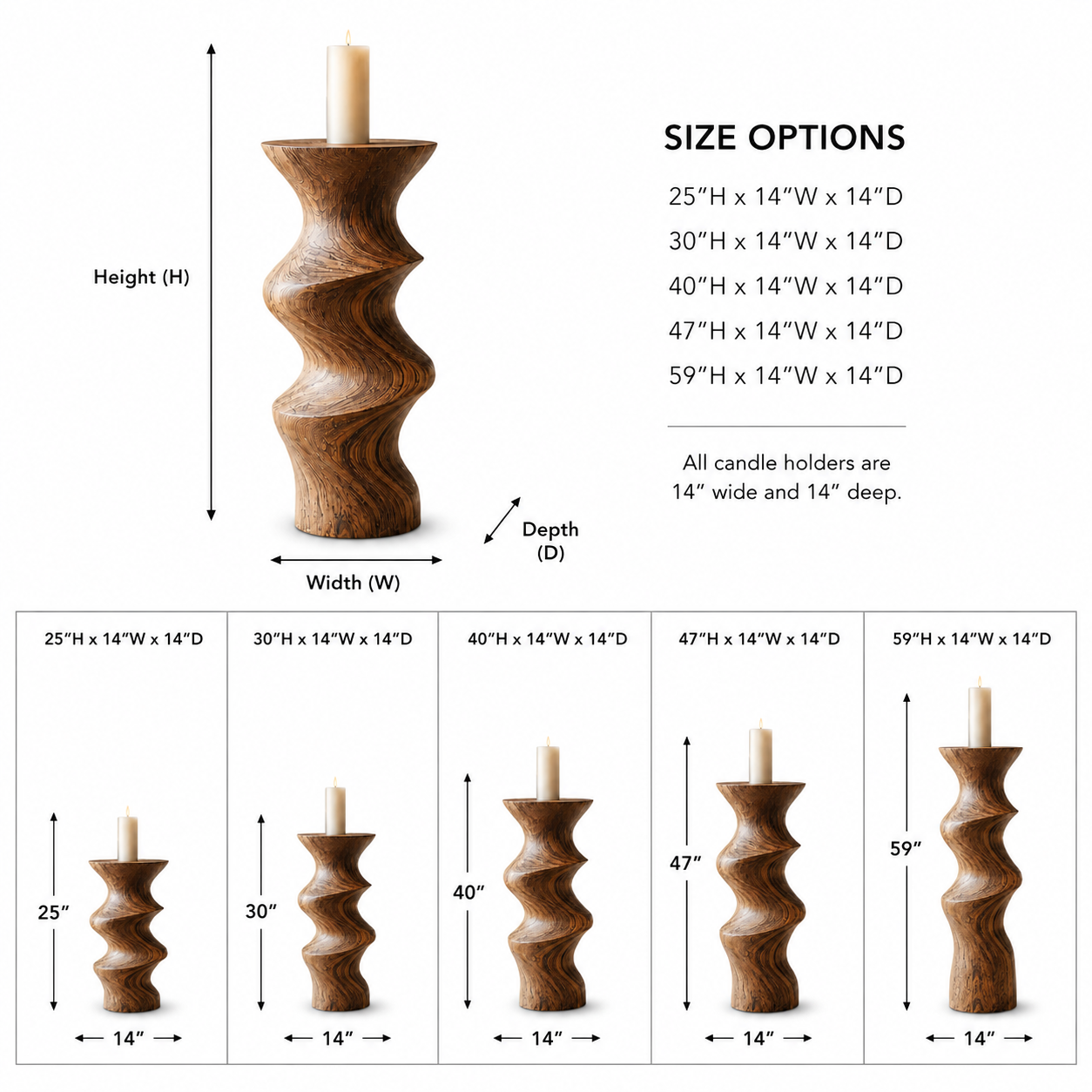 Twisted Wood Candle Holder – Solid Wood Sculptural Candle Stand for Living Room Decor