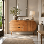Curved Sideboard – Solid Wood Storage Cabinet for Living Room