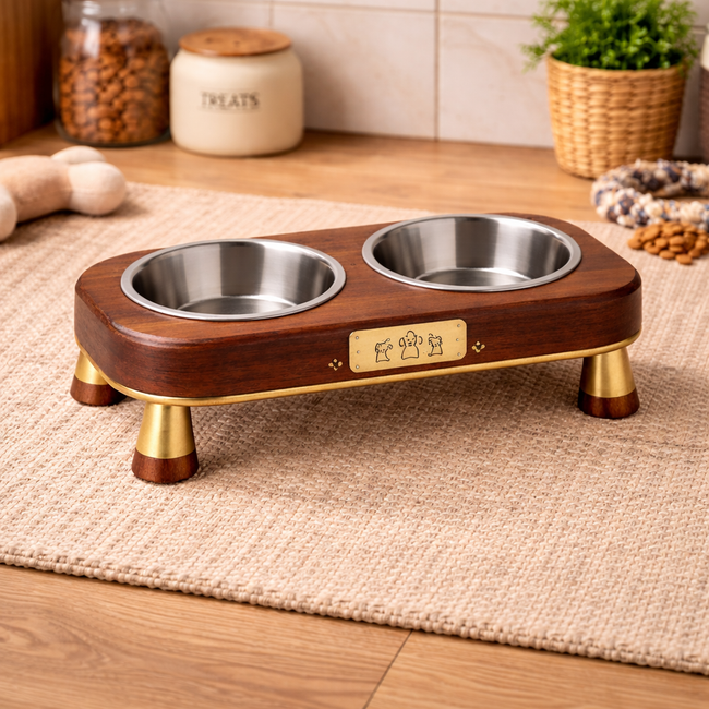 Personalized Wooden Pet Feeding Station – Custom Dog Bowl Stand Main Image