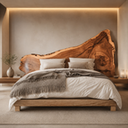 Live Edge Bed Frame – Solid Wood Bed with Natural Headboard