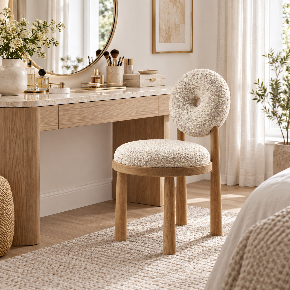 Donut Back Bouclé Dining Chair