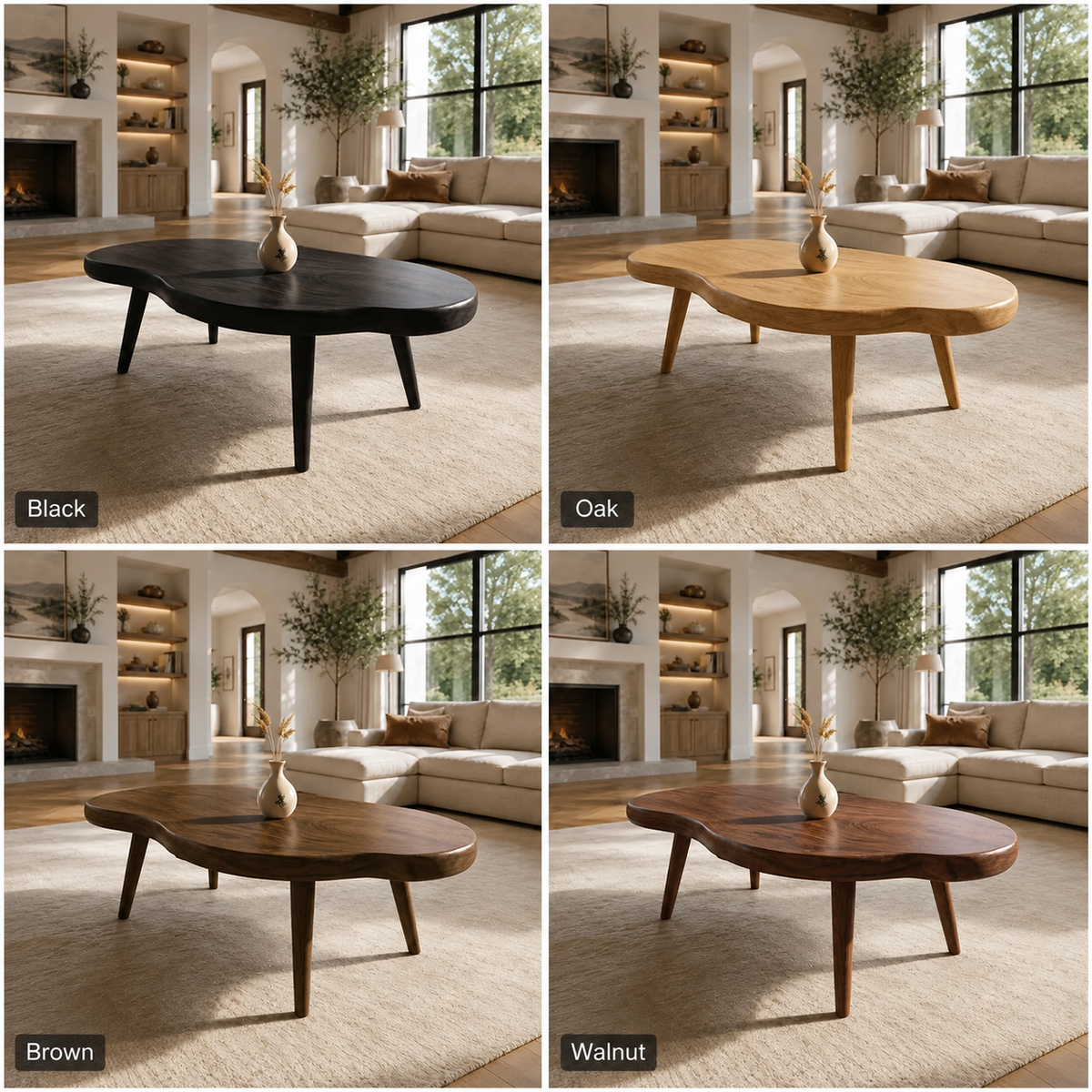 Round Coffee Table – Solid Wood Table for Living Room