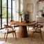 Round Wood Dining Table – Solid Wood Pedestal Table for Dining Room Decor