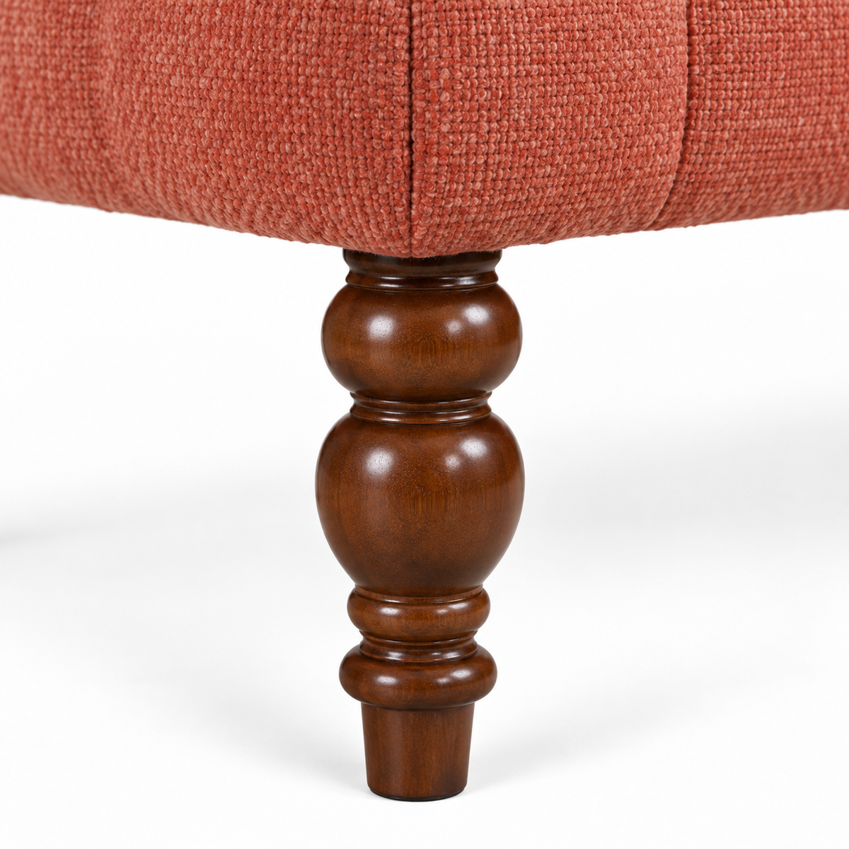 Tufted Upholstered Bench with Turned Wood Legs
