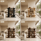 Geometric Bookcase – Solid Wood Display Shelf for Living Room