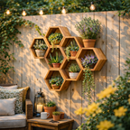 Hexagonal Wooden Wall Planter – Modular Outdoor Garden Design