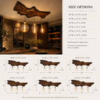 Live Edge Pendant Light – Solid Wood Ceiling Lamp with Hanging Bulbs