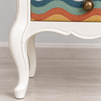 Vintage Curved Leg Nightstand with Patterned Drawer