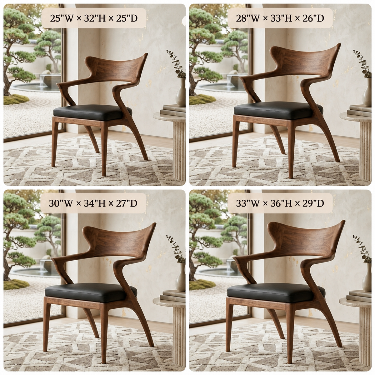 Sculptural Dining Chair – Solid Wood Accent Chair