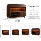 Rounded Wood Bar Cabinet – Solid Wood Wine Storage Cabinet for Living Room Decor