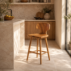 Wood Bar Stool – Solid Wood Counter Chair for Kitchen Island Decor