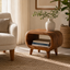 Curved Wood Side Table – Solid Wood End Table for Living Room Decor