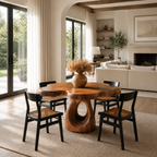 Sculptural Dining Table – Solid Wood Round Table for Dining Room