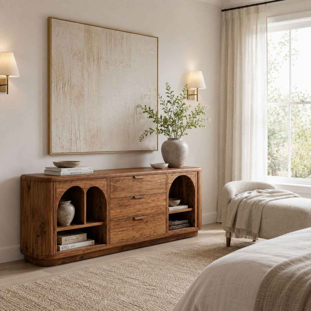 Media Console Cabinet – Solid Wood Storage Cabinet for Living Room