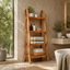 Wood Ladder Bathroom Shelf – Solid Wood Towel Storage Rack for Bathroom Decor