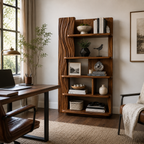 Sculptural Ripple Wood Bookshelf