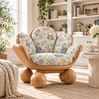 Floral Petal Wood Lounge Chair