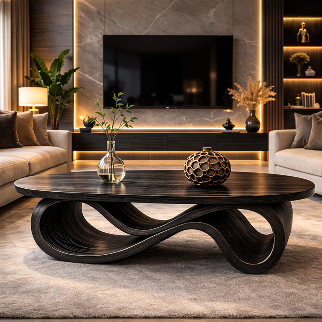 Infinity Loop Coffee Table – Sculptural Solid Wood Table for Luxury Living Room Main Image