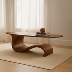Sculptural Wave Walnut Coffee Table – Modern Curved Design