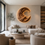 Round Wave Wood Wall Art – Solid Wood Backlit Wall Sculpture for Bedroom Decor