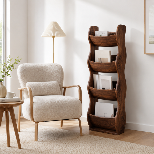 Wooden Blanket Ladder – Solid Wood Quilt Rack for Cozy Living Room Decor Main Image