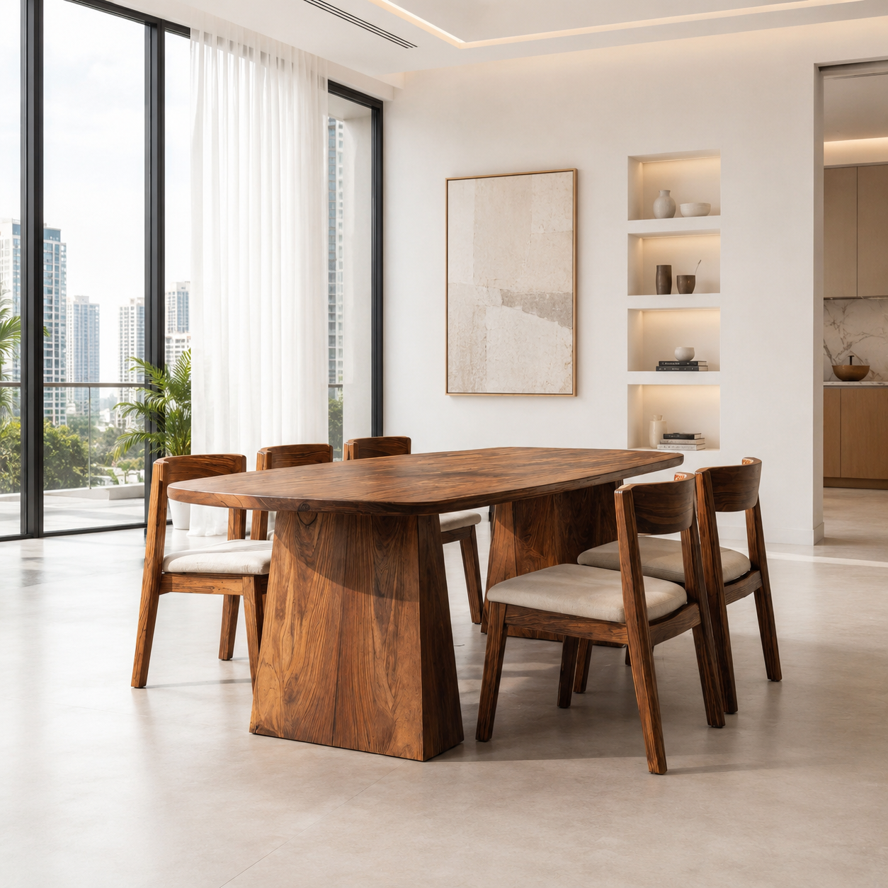 Oval Wood Dining Table Set – Solid Wood Dining Room Table with Chairs for Modern Organic Decor