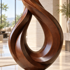 Sculptural Flame Loop Wood Floor Sculpture