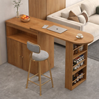 Multi-Functional Wooden Kitchen Island with Storage & Seating | Modern Space-Saving Counter Table
