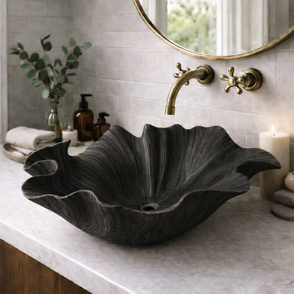 Handcrafted Wooden Leaf Sink Basin - Natural Bathroom Sink