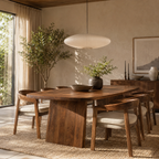 Oval Wood Dining Table Set – Solid Wood Dining Room Table with Chairs for Coastal Home Decor