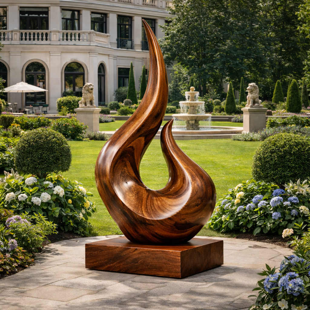 Large Wooden Statue – Sculptural Art Decor for Indoor and Outdoor Spaces