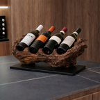 Wooden Wine Bottle Holder – Natural Tabletop Display