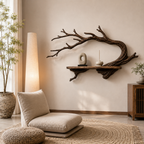 Branch Wood Wall Shelf – Solid Wood Floating Display Shelf with Natural Tree Form