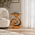 Spiral Sculptural Wood Side Table