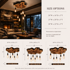 Wood Pendant Light – Solid Wood Ceiling Lamp with Hanging Bulbs