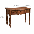 Classic Carved Wood Vanity Table with Stool