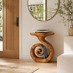 Spiral Sculptural Wood Side Table