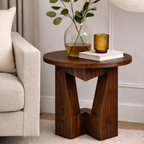 Sculptural Solid Wood Side Table – Handcrafted Pedestal Design