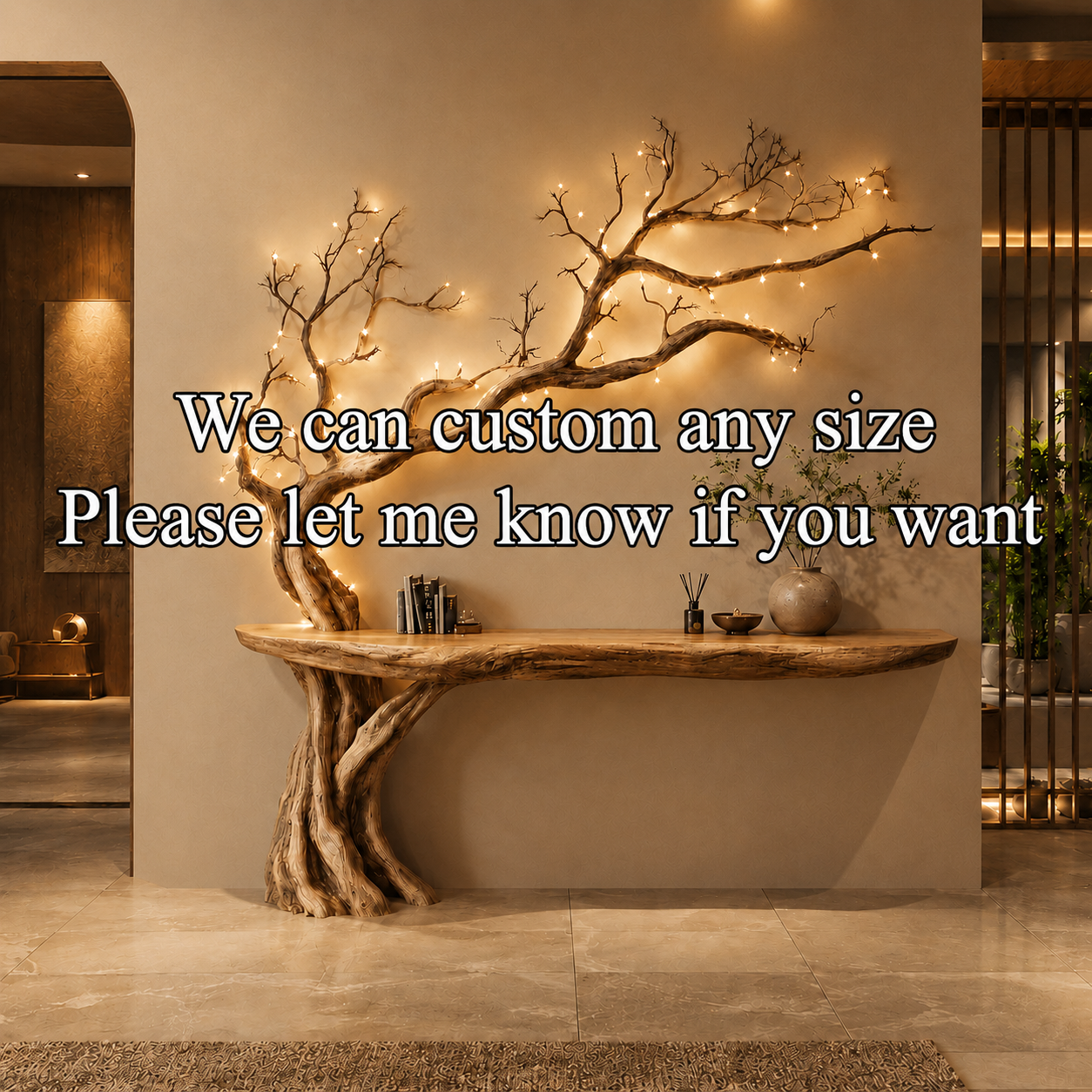 Tree Branch Console Table – Solid Wood Entryway Table with Sculptural Design