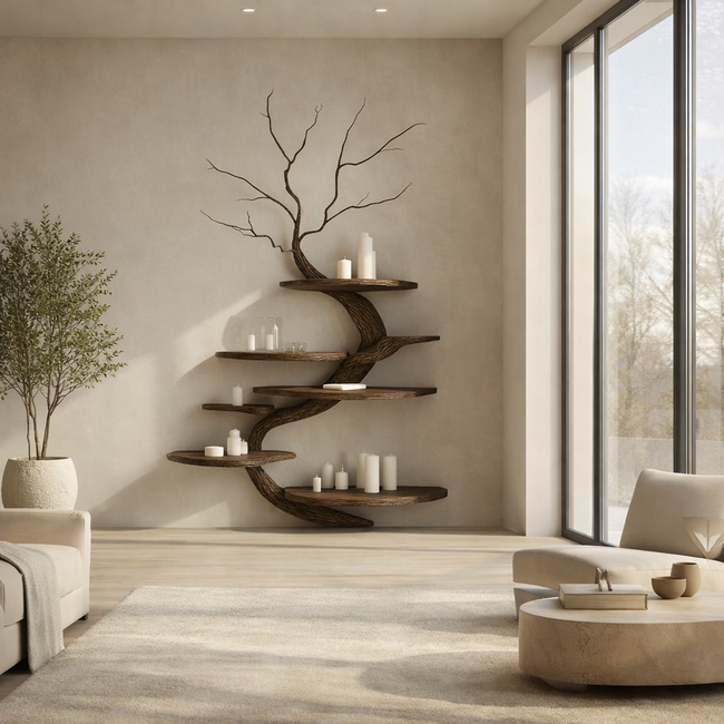 Curved Tree Wall Shelf – Modern Wooden Floating Shelves Main Image