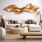 Organic Wave Wooden Wall Art – Sculptural Modern Décor
