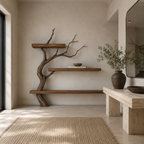 Tree Branch Wood Bookshelf – Solid Wood Wall Shelf with Natural Branch Design