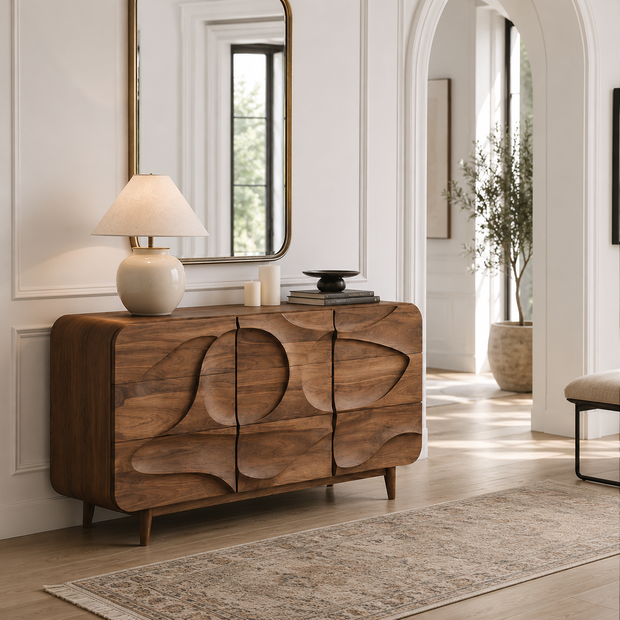 Wave Sideboard – Solid Wood Storage Cabinet for Living Room