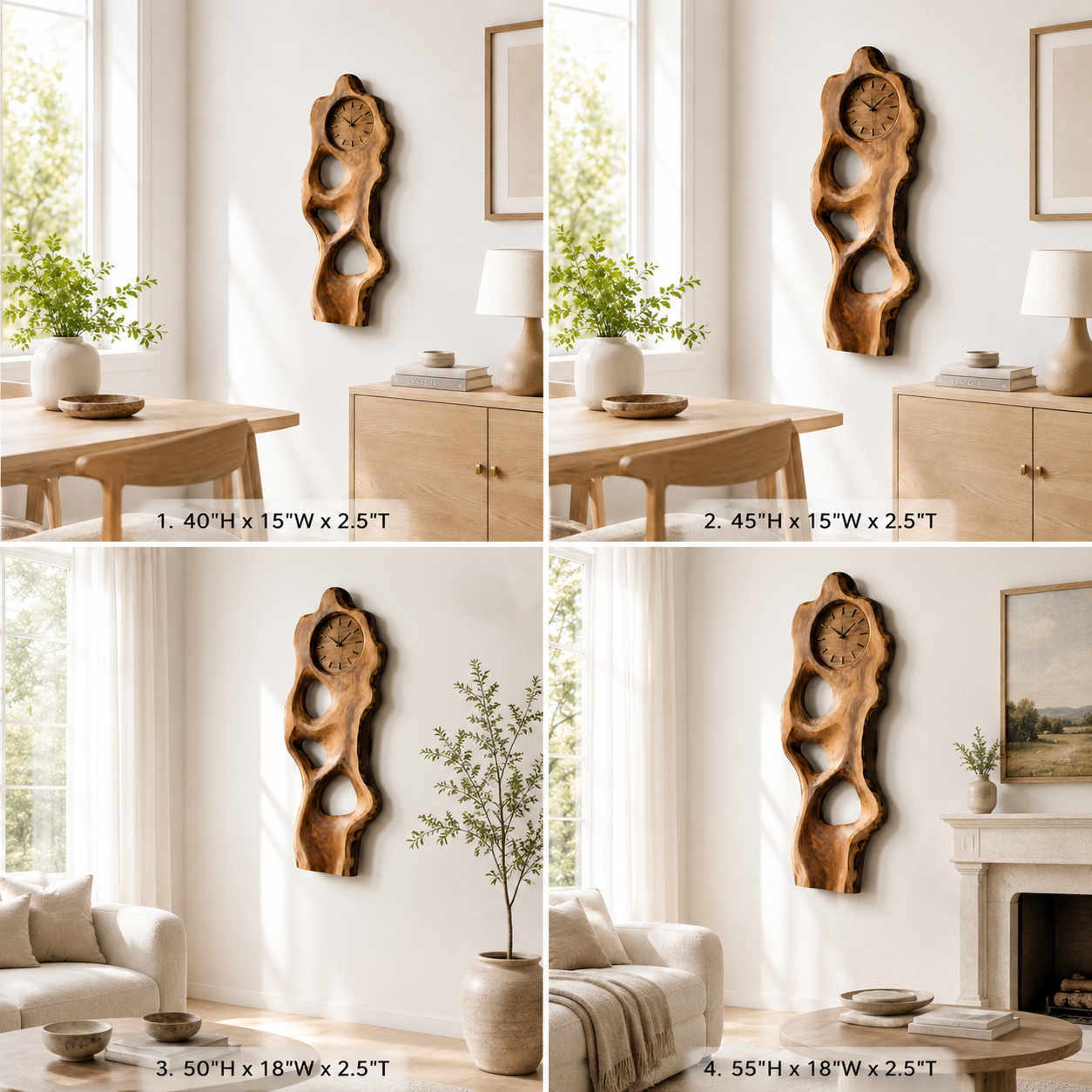 Live Edge Wood Wall Clock – Solid Wood Decorative Clock for Bedroom Decor