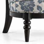 Floral Upholstered Accent Chair with Turned Wood Details