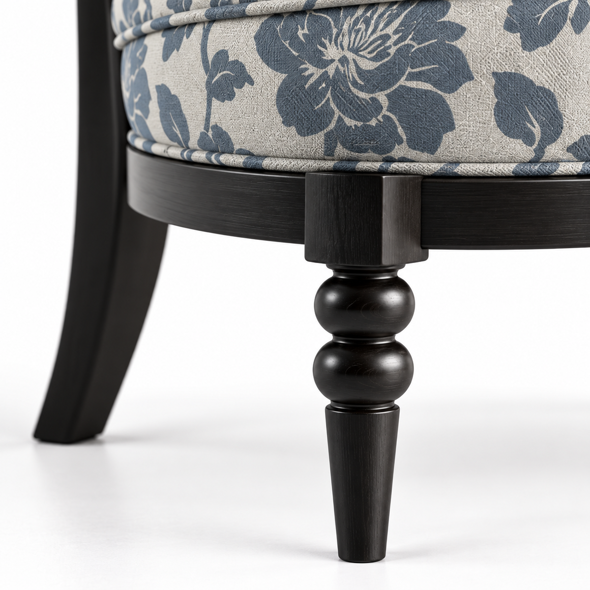 Floral Upholstered Accent Chair with Turned Wood Details