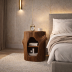 Tree Trunk Nightstand – Solid Wood Bedside Table for Rustic Bedroom Decor