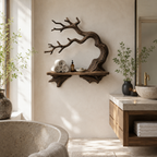 Branch Wood Wall Shelf – Solid Wood Floating Display Shelf with Natural Tree Branch Design