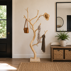 Tree Branch Wood Coat Rack – Solid Wood Entryway Hall Tree with Hooks for Home Decor